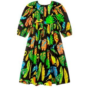 Stella McCartney Palm Leaf Print Puff Sleeve Dress